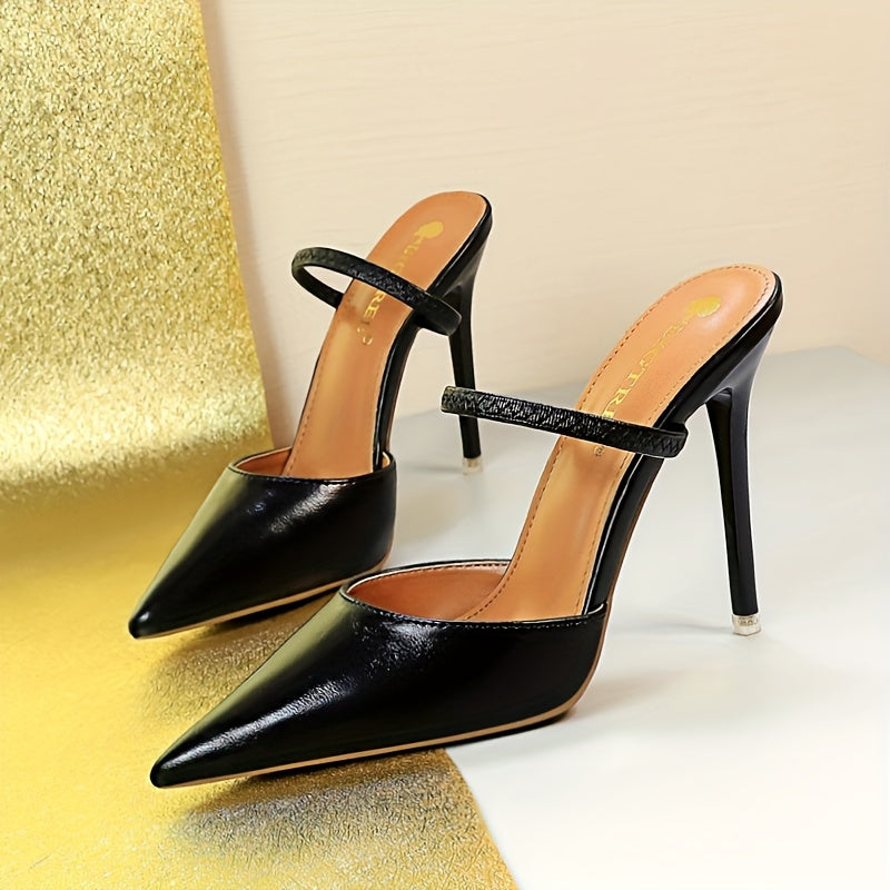 Women's Solid Color Stiletto Heels, Elegant Point Toe Dress Pumps, Fashion Minimalist Slip On Heels