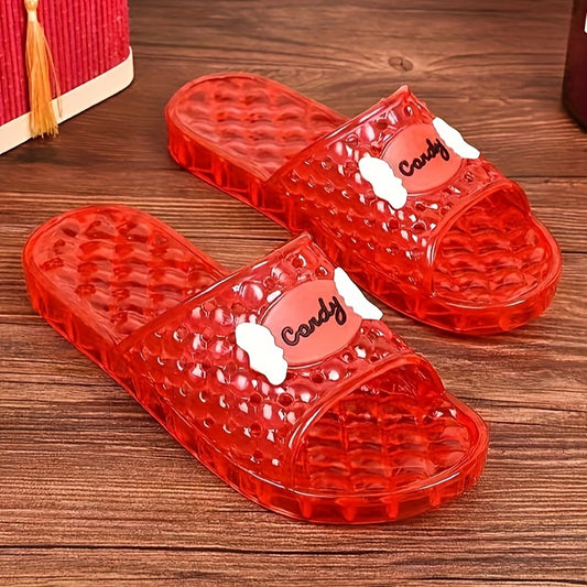 PVC Crystal Slide Shoes For Women, Fashion Bubble Sole Slides, Waterproof Non-slip Odor-resistant Beach Sandals, Indoor & Outdoor Wear