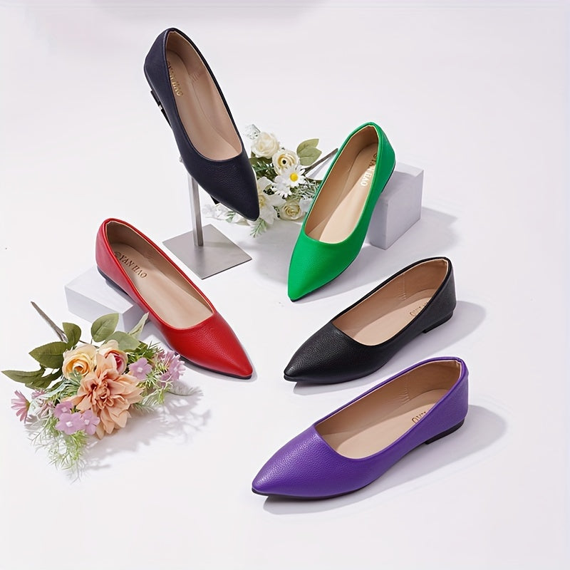 Elegant & Chic Women's Slip-On Flats: Lightweight, All-Season Comfort with a Pointed Toe Design