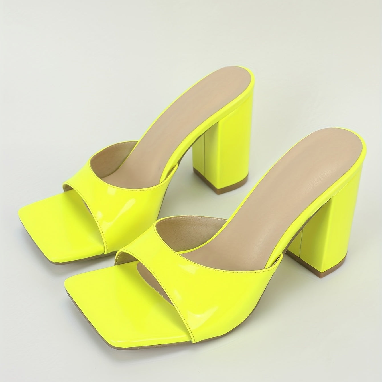 Women's Solid Color Block Heeled Sandals, Fashion Square Toe Dress Pumps, Trendy Summer Party Heels