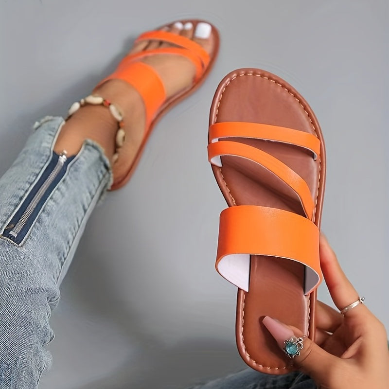 Women's Simple Slide Sandals, Casual Slip On Outdoor Shoes, Women's Comfortable Beach Slide Sandals