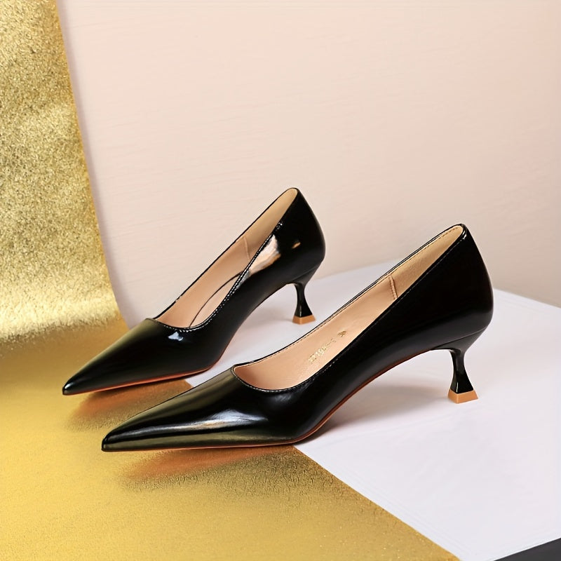 Chic Pointed Toe Stiletto Pumps - Sleek Solid Color Design - Versatile Dress Shoe for Any Occasion