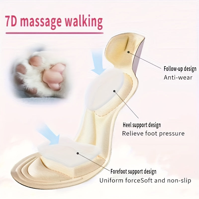 1Pair Breathable Massage Cuttable Shoe Pads, Anti-Wear Sweat-Absorbing Insoles